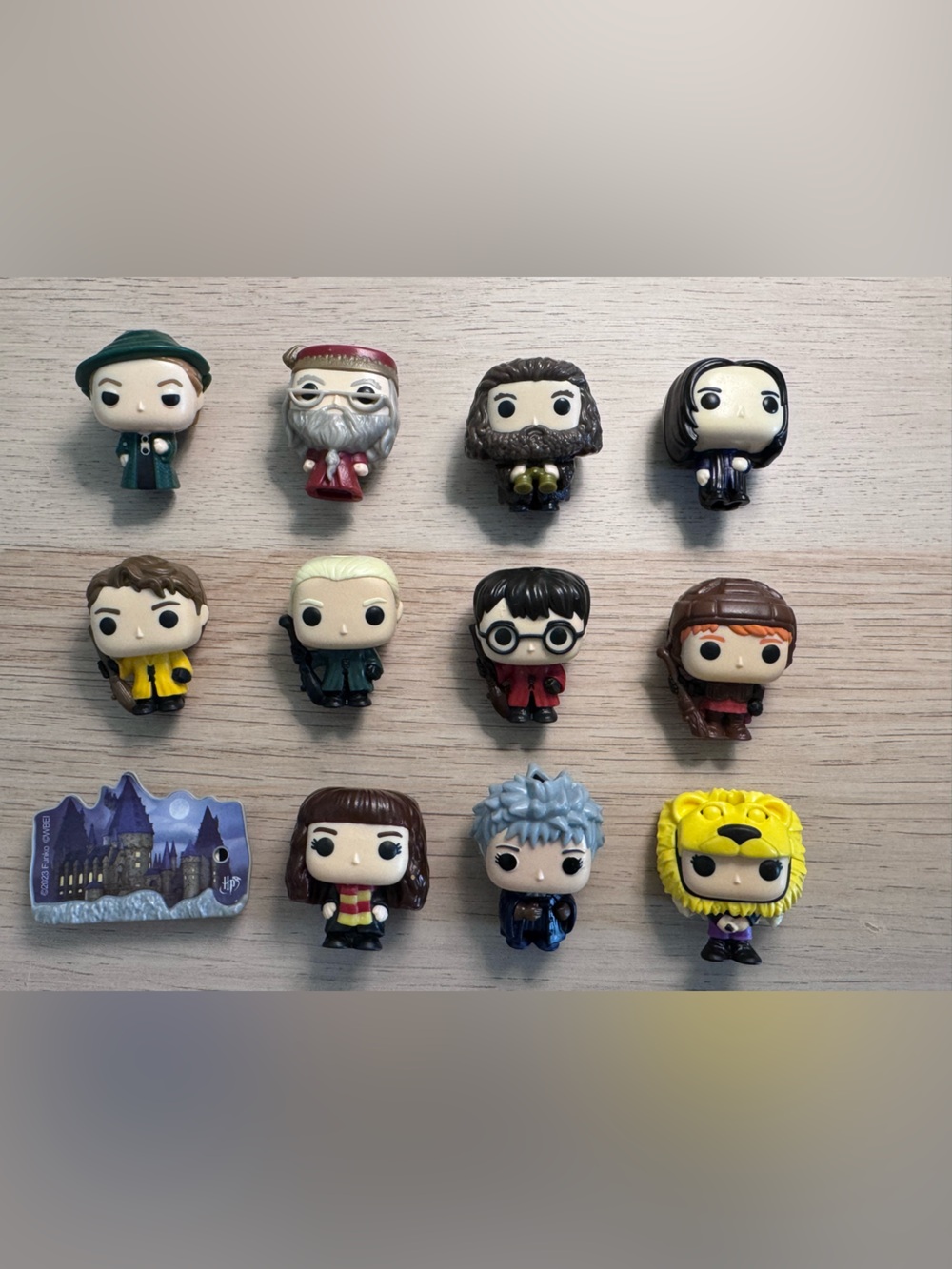 12 Pc Kinder Joy Harry Potter Figurine Set w/ Hogwarts Castle & Paperwork